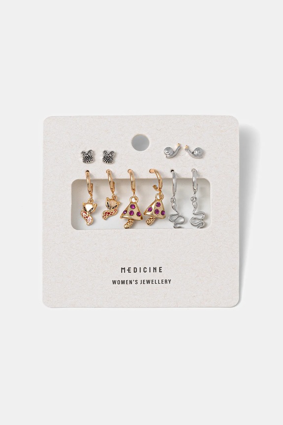 Kolczyki damskie z ozdobnymi zawieszkami (5-pack) 5-pack multicolor RW25-AUD500