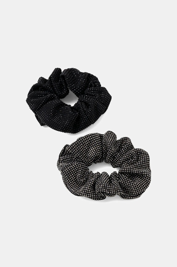 Gumka do włosów damska z ozdobnymi kryształkami (2-pack) czarny RW25-AWDB00