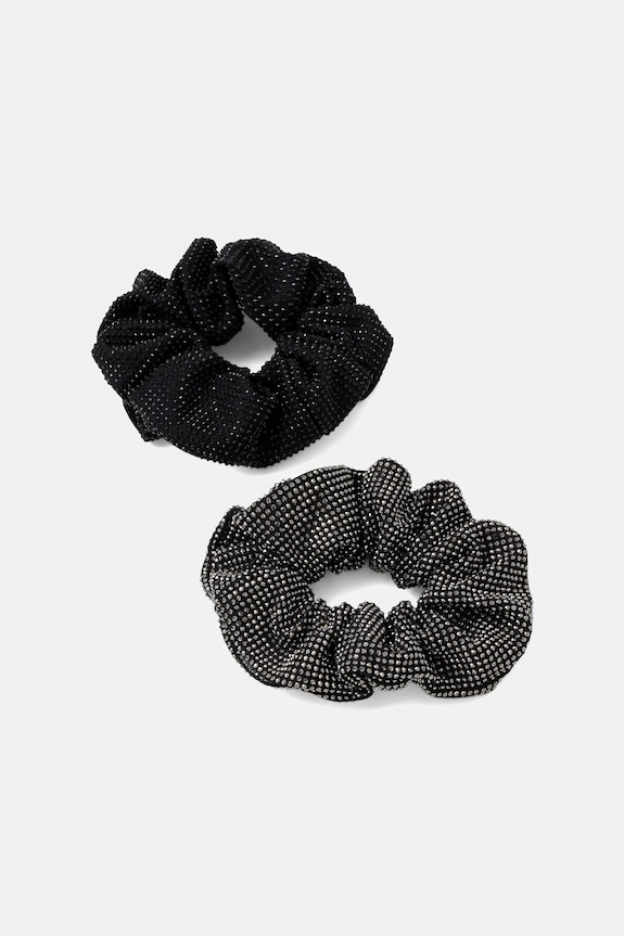 Gumka do włosów damska z ozdobnymi kryształkami (2-pack) czarny RW25-AWDB00