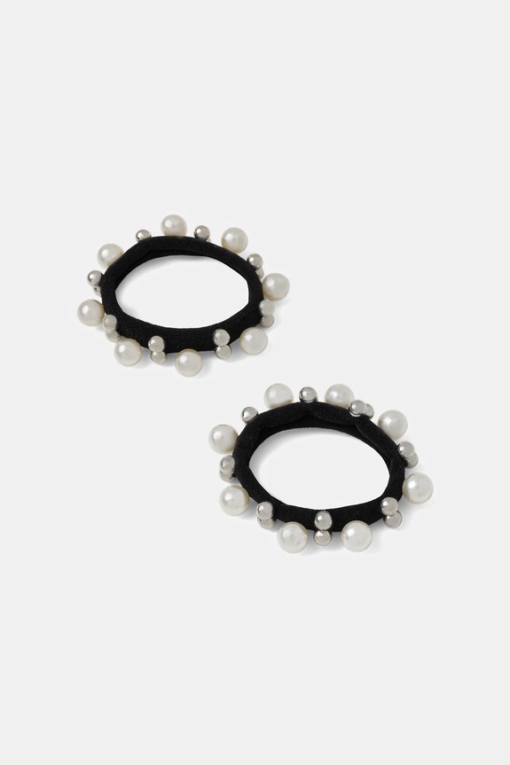 Gumička s ozdobnými korálkami (2-pack) čierna RW25-AWDB01