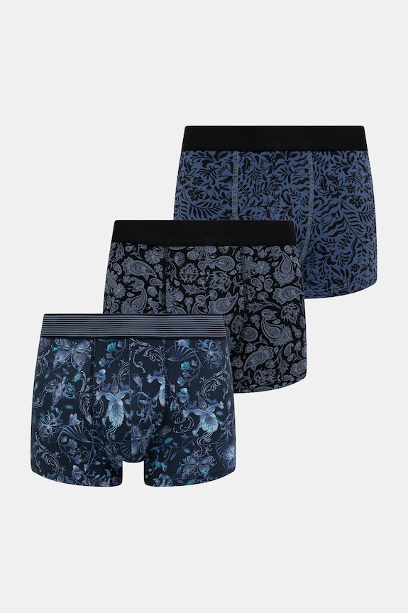 Bokserki bawełniane męskie wzorzyste (3-pack) dzianina multicolor RW25-BBM700