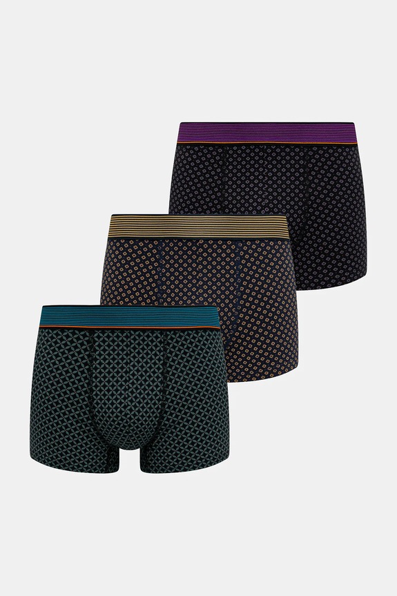 Bokserki bawełniane męskie z drobnym wzorem (3-pack) drobny wzór multicolor RW25-BBM701