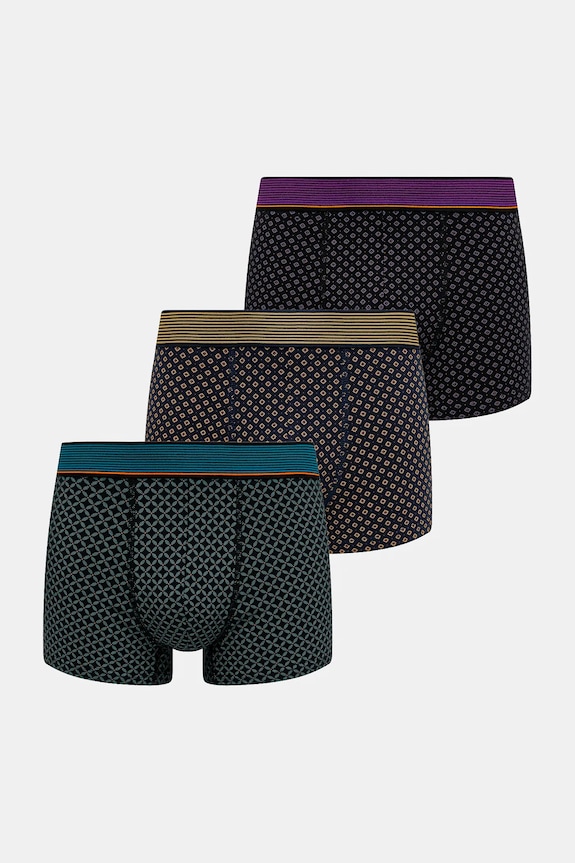 Bokserki bawełniane męskie z drobnym wzorem (3-pack) drobny wzór multicolor RW25-BBM701