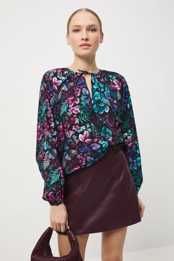 Bluzka damska wzorzysta z wiskozą RW25-BDD071 czarny RW25