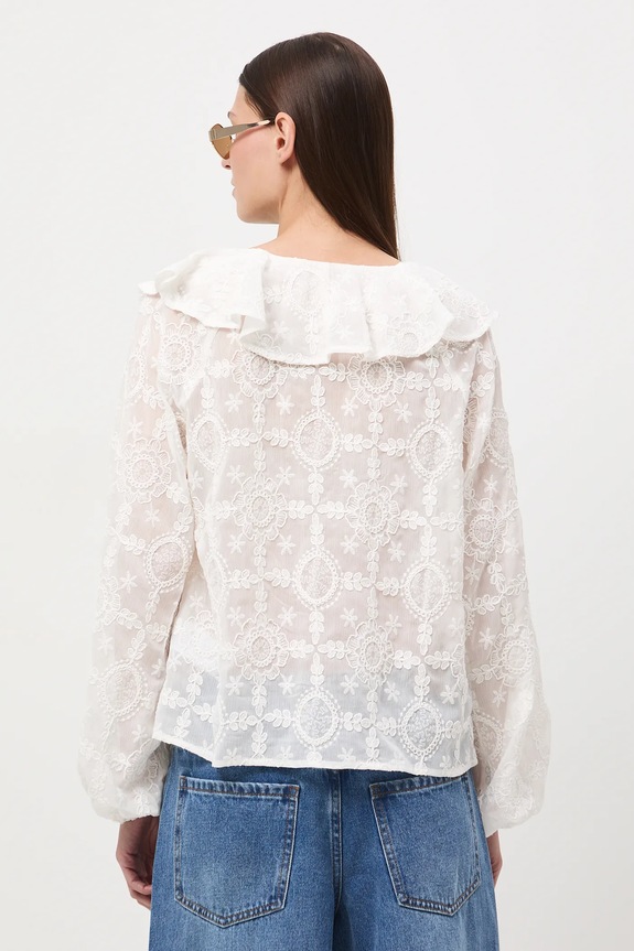 Odzież Bluzka damska z ozdobnymi haftami RW25-BDD402 beżowy