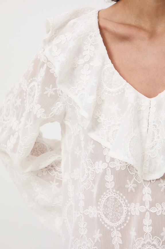 Bluzka damska z ozdobnymi haftami RW25-BDD402 beżowy