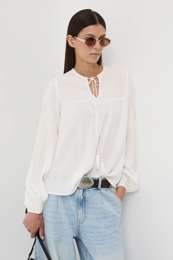 Bluza Medicine natpis bež RW25-BDD404