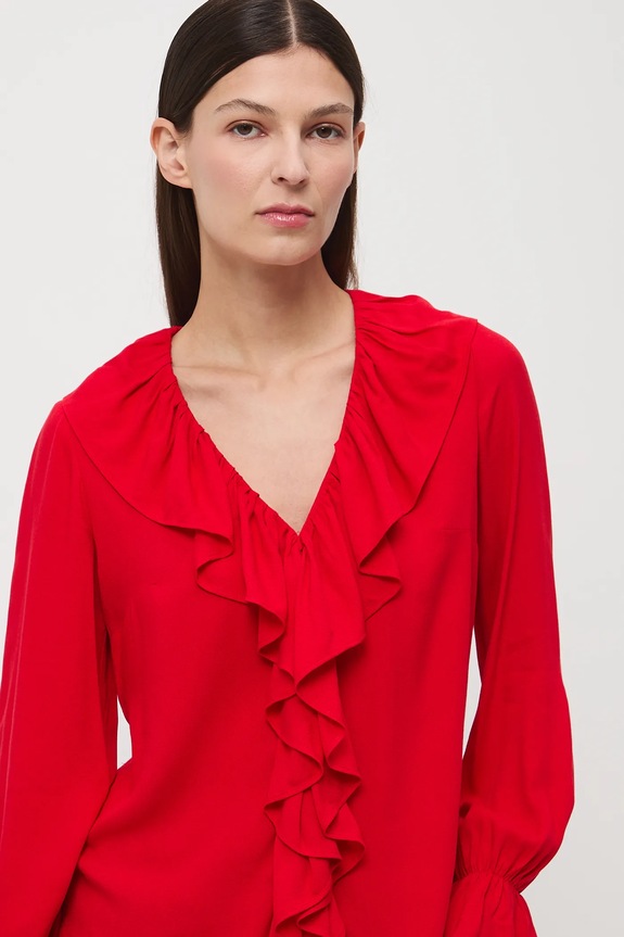 Bluzka damska z wiskozy gładka RW25-BDD406 czerwony RW25