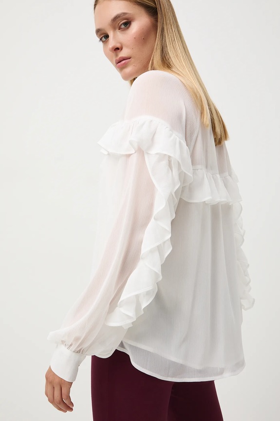 Halenka dámská s ozdobnými volánky vázaný béžová RW25-BDD500