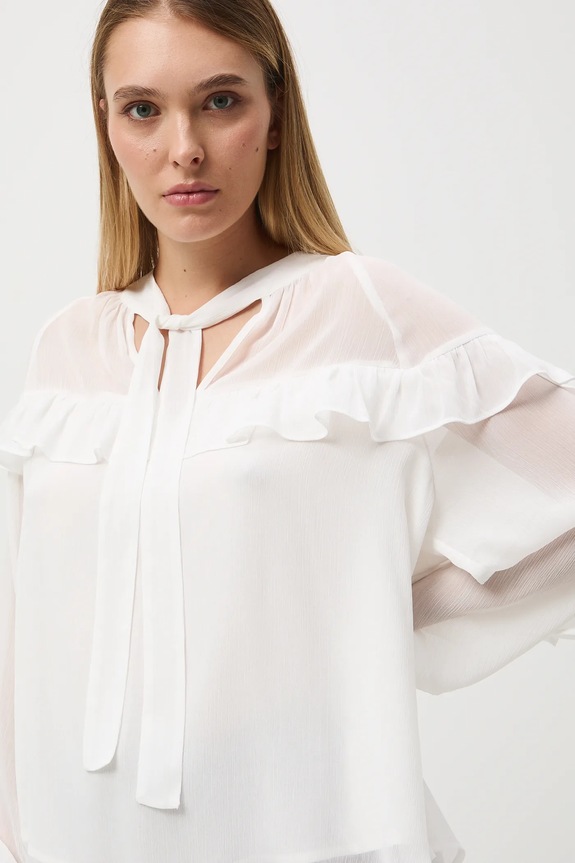 Halenka dámská s ozdobnými volánky béžová RW25-BDD500