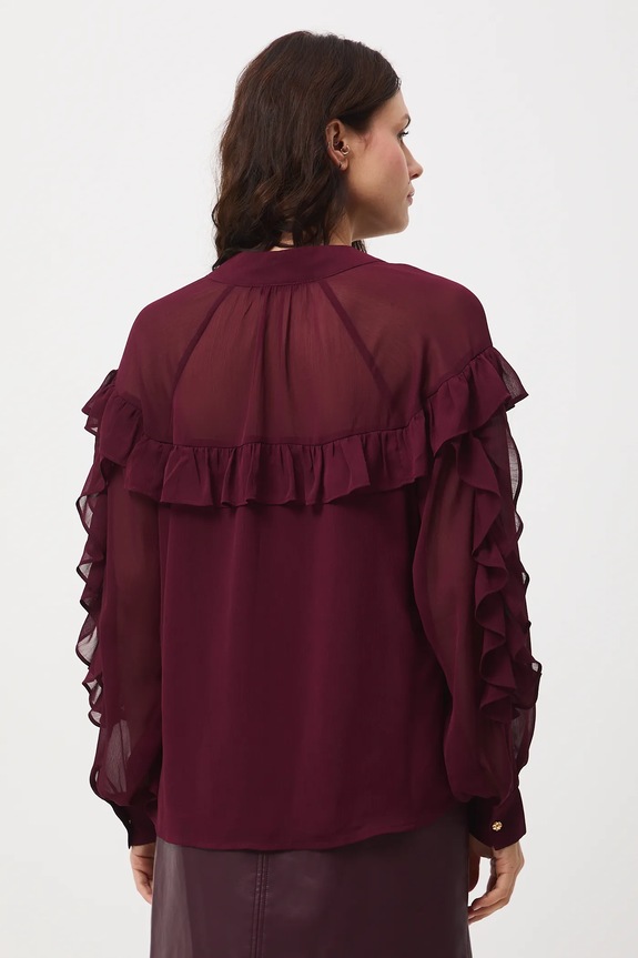 Oblečenie Blúzka s ozdobnými volánikmi RW25-BDD500 burgundské