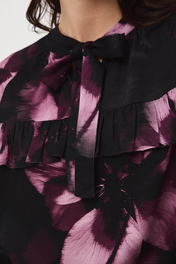 Blúzka zo viskózy vzorovaná RW25-BDD504 čierna