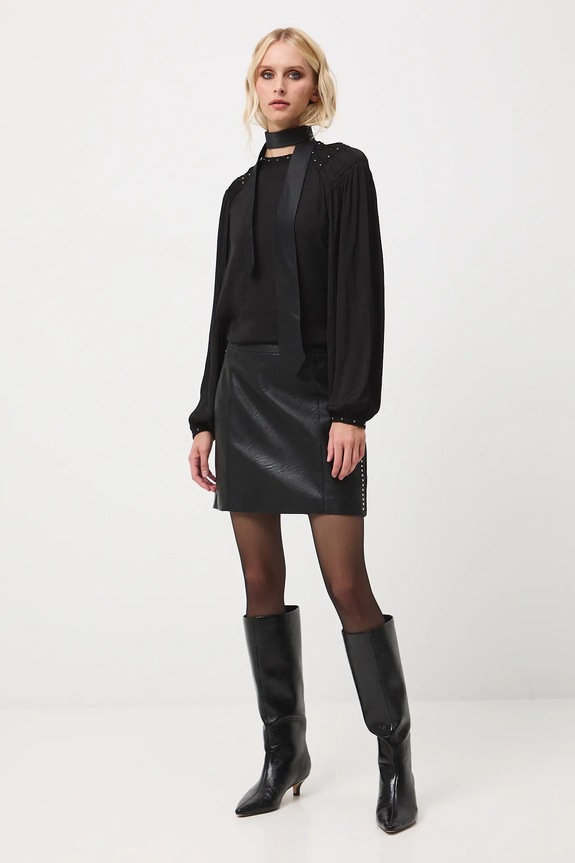 Bluzka damska gładka RW25-BDD700 czarny RW25