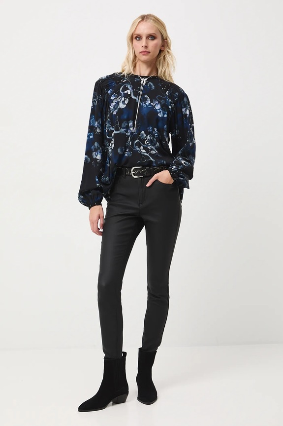 Bluzka damska z wiskozy wzorzysta RW25-BDD702 czarny RW25