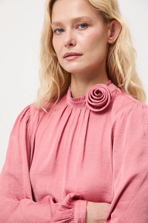 Halenka dámská s ozdobou ve tvaru květu regular růžová RW25-BDDA00