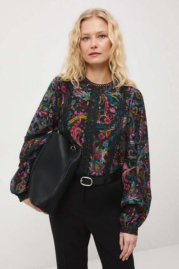 Bluzka damska wzorzysta z wiskozą multicolor RW25-BDDC03