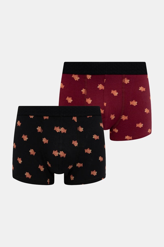 Bokserki bawełniane męskie z elastanem wzorzyste (2-pack) dzianina multicolor RW25-BIM700