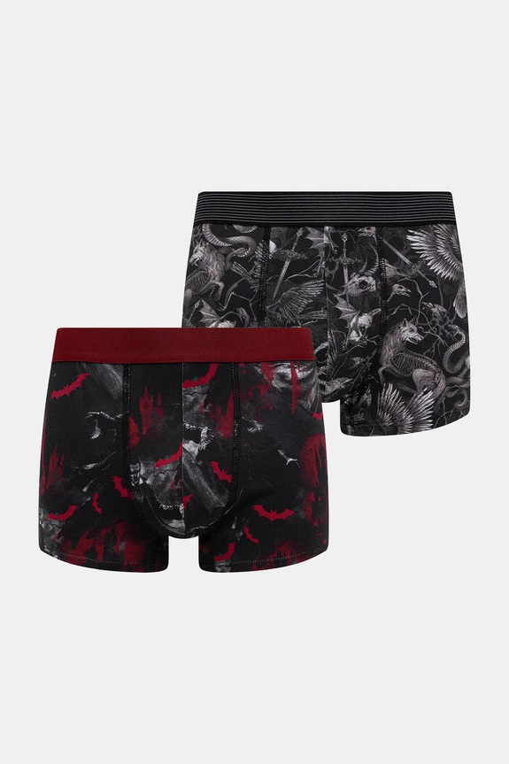 Bokserki bawełniane męskie z elastanem wzorzyste (2-pack) dzianina multicolor RW25-BIM701