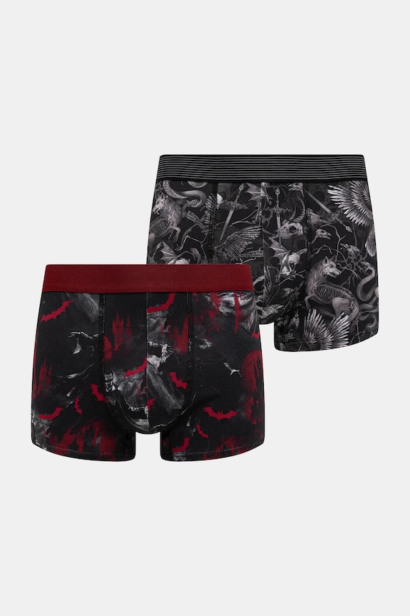 Bokserki bawełniane męskie z elastanem wzorzyste (2-pack) dzianina multicolor RW25-BIM701