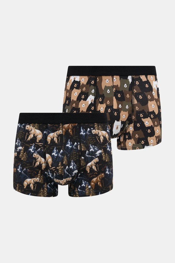 Bokserki bawełniane męskie z elastanem wzorzyste (2-pack) dzianina multicolor RW25-BIM702