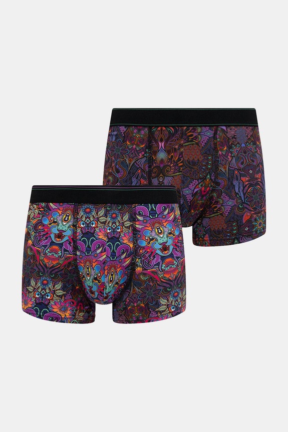 Bokserki bawełniane męskie z elastanem wzorzyste (2-pack) dzianina multicolor RW25-BIM705