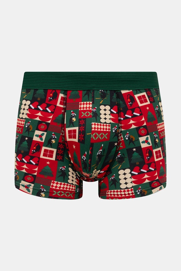 Oblečení Bavlněné boxerky pánské s elastanem a vánočním motivem (2-pack) RW25-BIMA06 vícebarevná