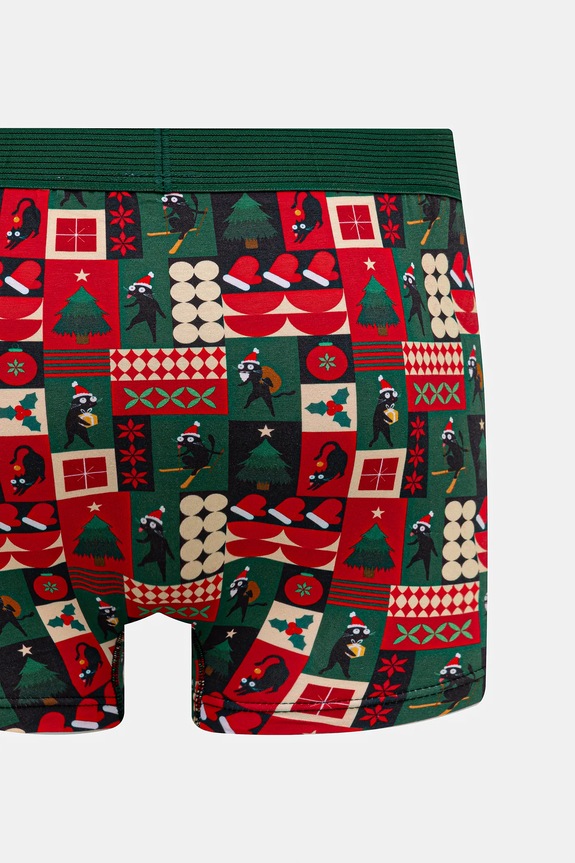 Bavlněné boxerky pánské s elastanem a vánočním motivem (2-pack) RW25-BIMA06 vícebarevná