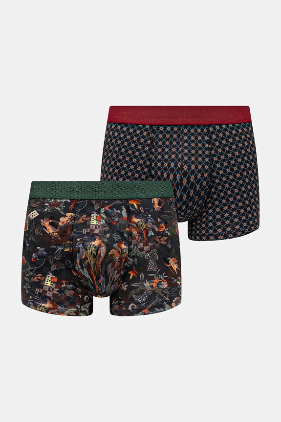 Bavlněné boxerky pánské s elastanem a vzorem (2-pack) 2-pack vícebarevná RW25-BIMA13