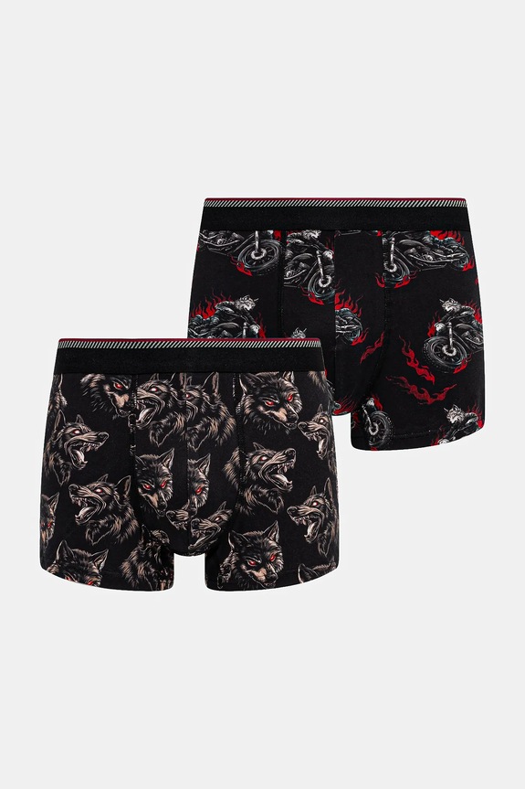 Bokserki bawełniane męskie z elastanem wzorzyste (2-pack) dzianina multicolor RW25-BIMB03