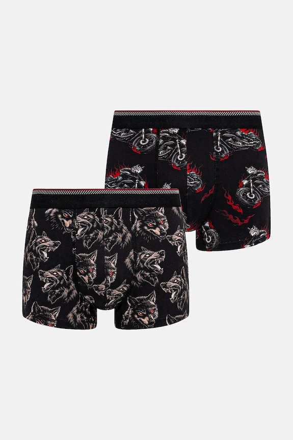 Bokserki bawełniane męskie z elastanem wzorzyste (2-pack) dzianina multicolor RW25-BIMB03