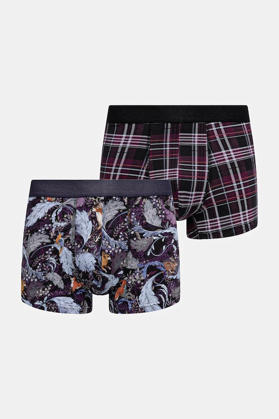 Bokserki bawełniane męskie z elastanem wzorzyste (2-pack) dzianina multicolor RW25-BIMB04