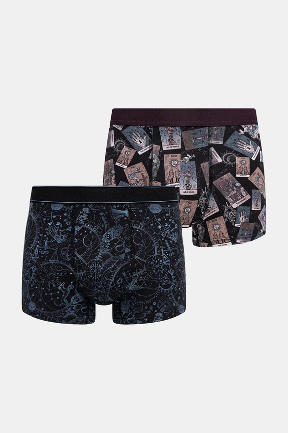 Bokserki bawełniane męskie z elastanem wzorzyste (2-pack) dzianina multicolor RW25-BIMB07
