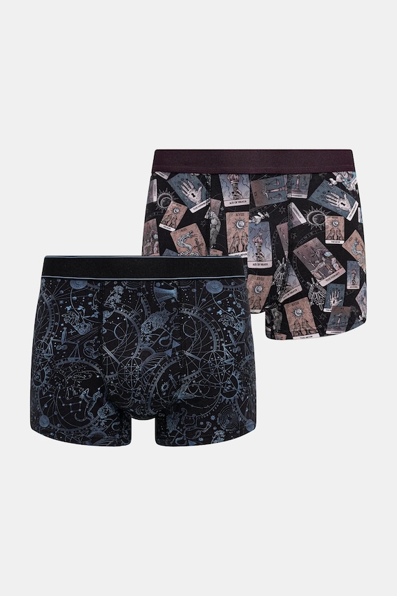 Bokserki bawełniane męskie z elastanem wzorzyste (2-pack) dzianina multicolor RW25-BIMB07