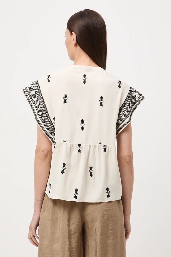 Oblečení Dámská halenka s volánkem z viskózy RW25-BKD102 béžová