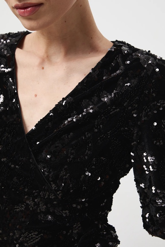 Blúzka s flitrami RW25-BKDA04 čierna