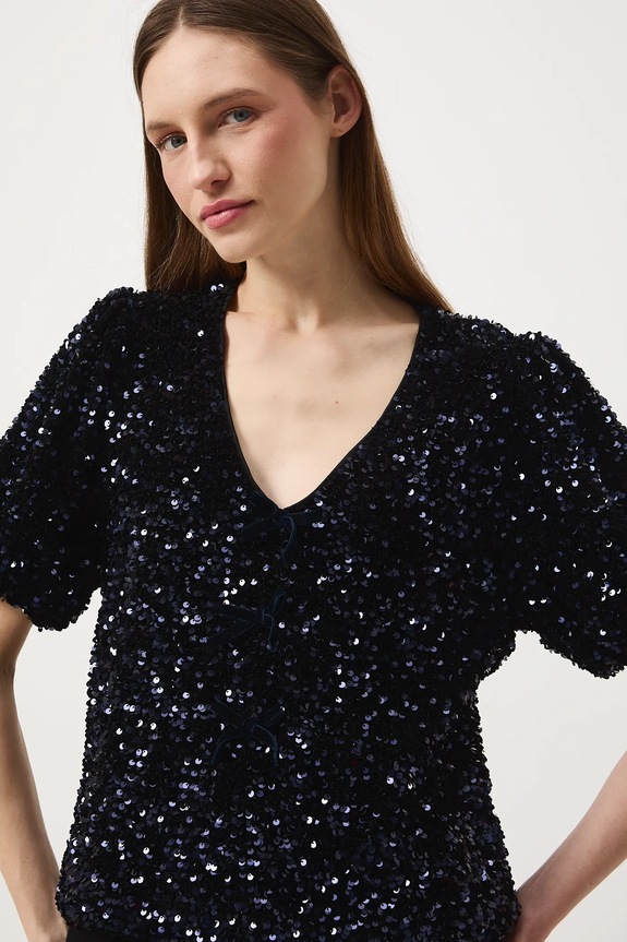 Halenka dámská s flitry námořnická modř RW25-BKDB01