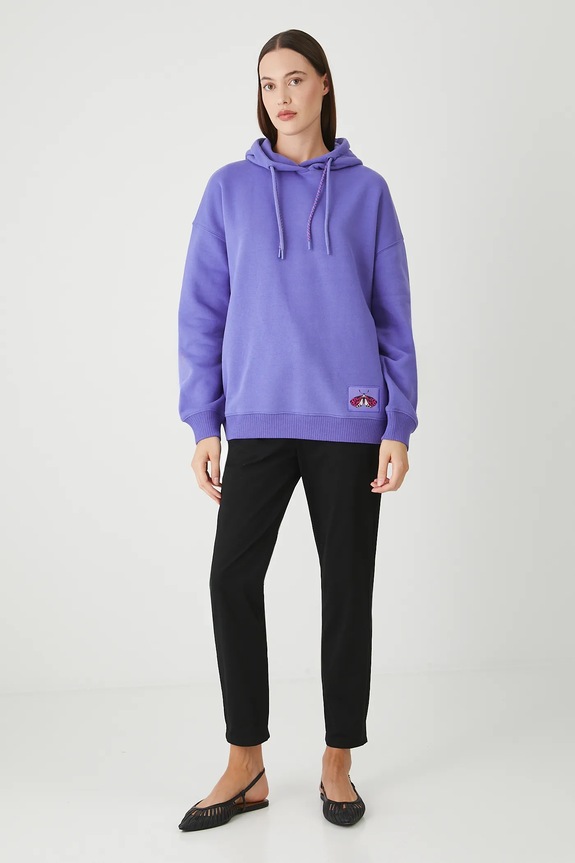 Bluza damska z ozdobną naszywką RW25-BLD011 fioletowy RW25