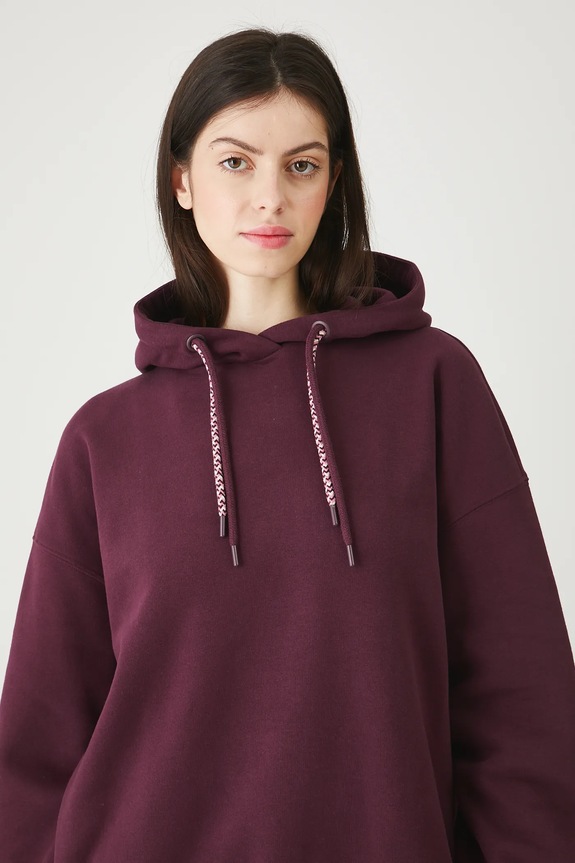 Bluza damska z ozdobną naszywką bordowy RW25-BLD011