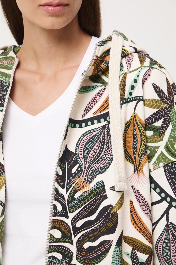 Bavlněná mikina dámská s kapucí a vzorem RW25-BLD030