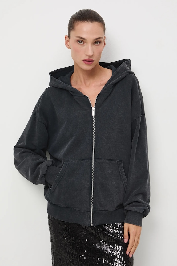 Bluza bawełniana damska z efektem sprania RW25-BLD050 szary RW25
