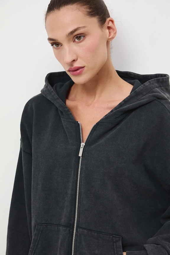 Bluza bawełniana damska z efektem sprania szary RW25-BLD050