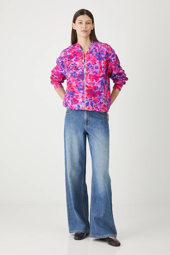 Bluza bawełniana damska wzorzysta RW25-BLD201 różowy RW25
