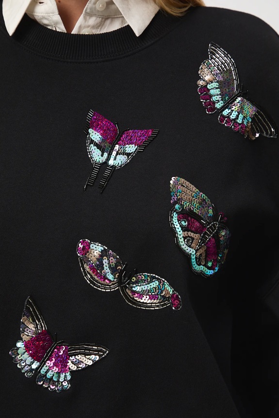 Bluza damska z ozdobną aplikacją RW25-BLD500 czarny