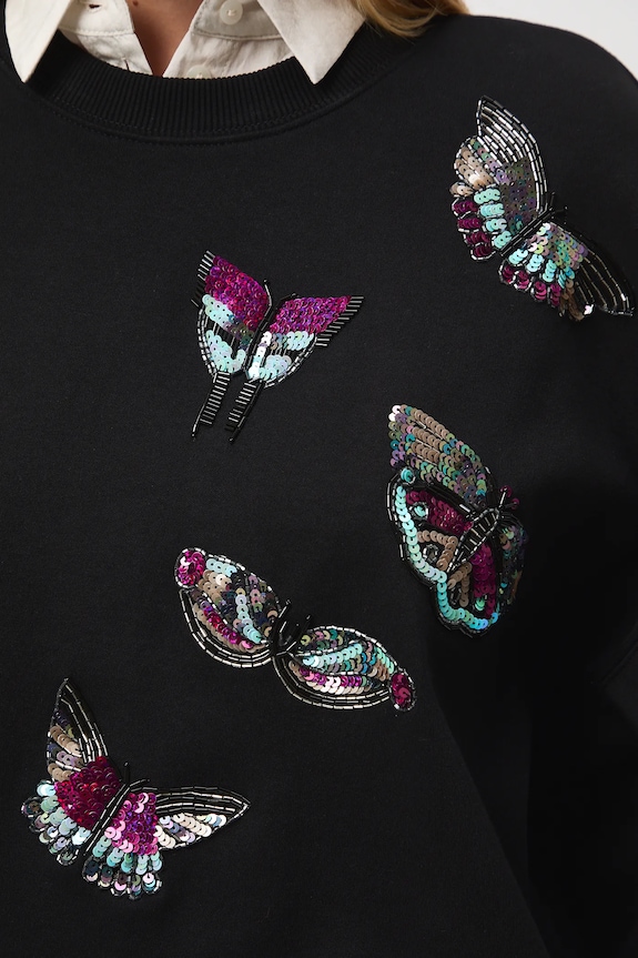 Bluza damska z ozdobną aplikacją RW25-BLD500 czarny