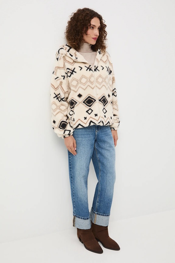 Bluza polarowa damska wzorzysta RW25-BLD602 beżowy RW25