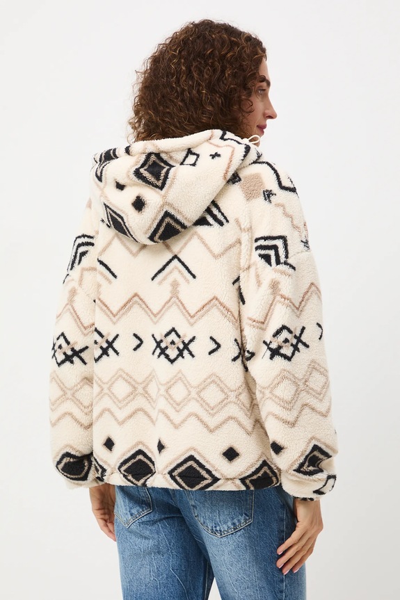 Odzież Bluza polarowa damska wzorzysta RW25-BLD602 beżowy