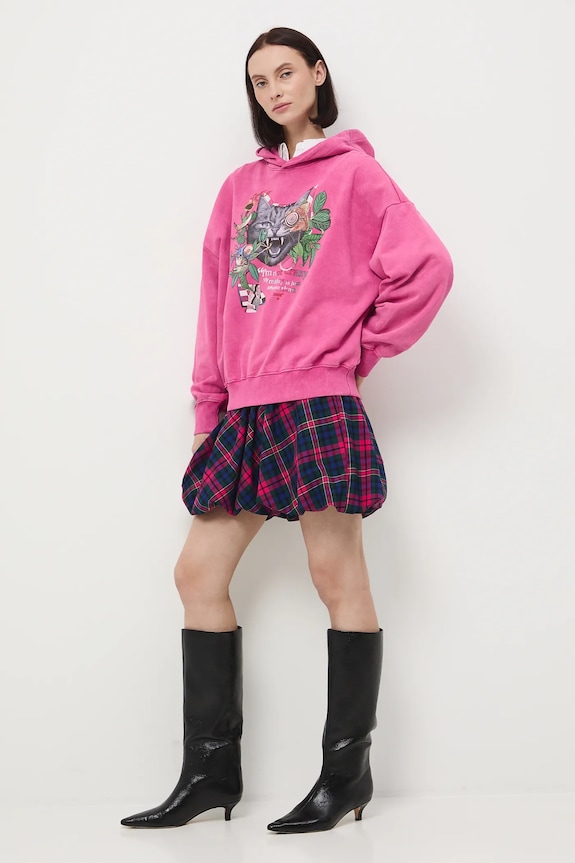 Bluza damska z kapturem z nadrukiem RW25-BLD904 różowy RW25
