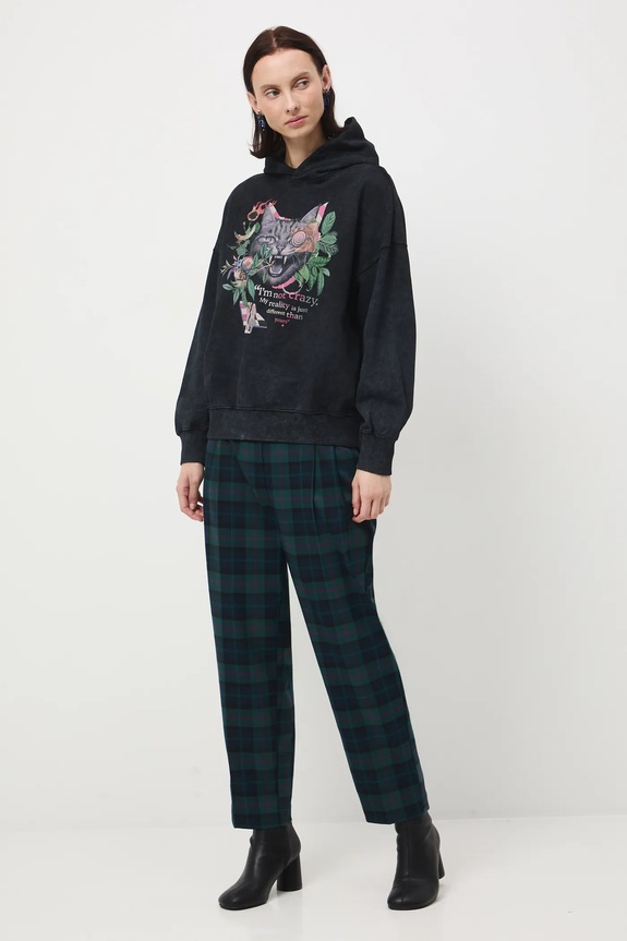 Bluza damska z kapturem z nadrukiem RW25-BLD904 szary RW25
