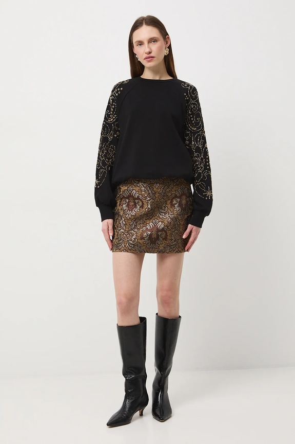 Bluza damska z ozdobną aplikacją RW25-BLDA02 czarny RW25