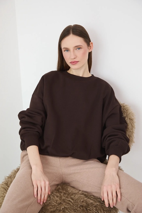 Bluza damska gładka RW25-BLDB05 brązowy RW25